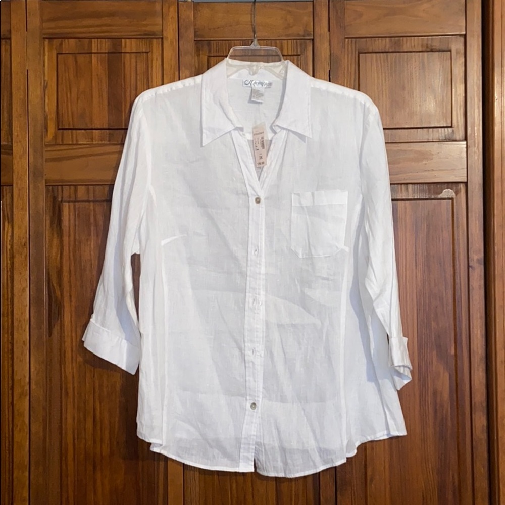 Linen Dressbarn collared button down 22/24W/3X